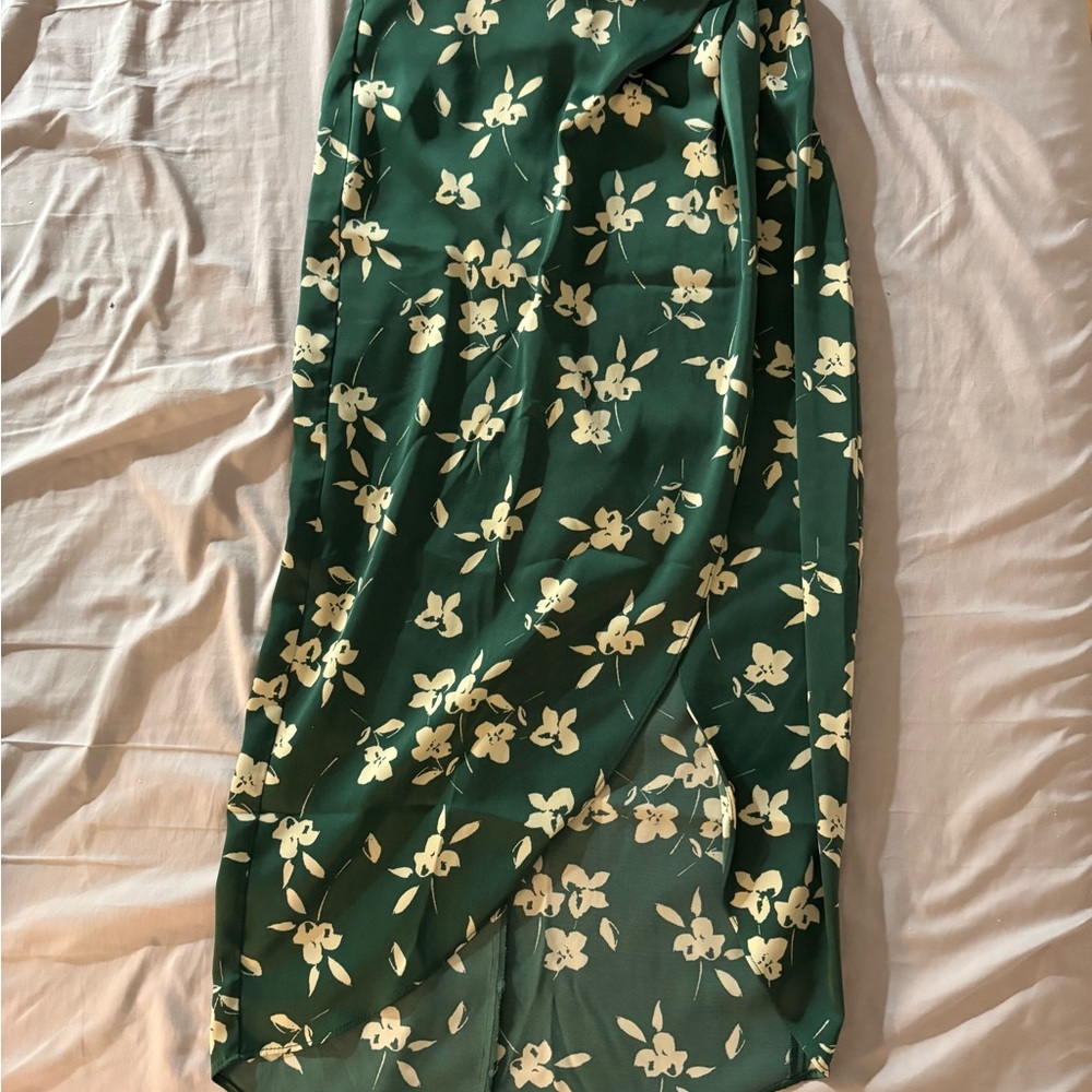 Urban Floral Green Midi Skirt